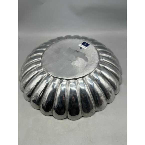 pewter 19.5" circle tray lip ripple old town imports centerpiece made in Mexico - Picture 5 of 12